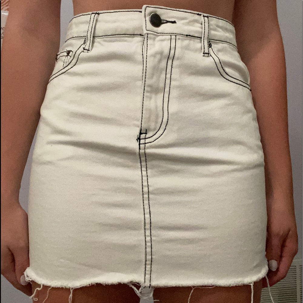 white jean skirt
